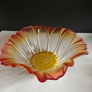 Mikasa Sunflower Tangerine Amber 12.5” Ruffles Large Bowl